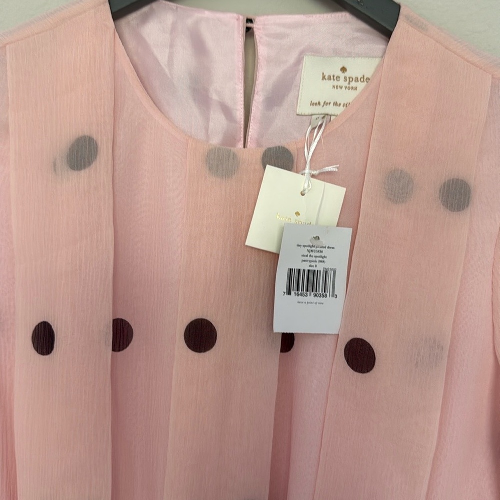 NWT Kate Spade "Tiny Spotlight" Pink Polka Dot Dress 0 zero - Picture 3 of 6